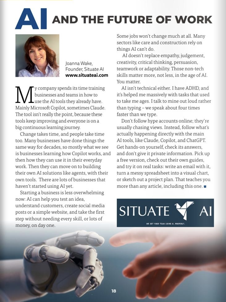 Published article by Joanna Wake: AI and the future of work